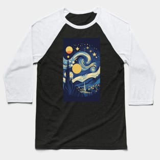 Starry Night Reverie: Van Gogh's Celestial Symphony Baseball T-Shirt